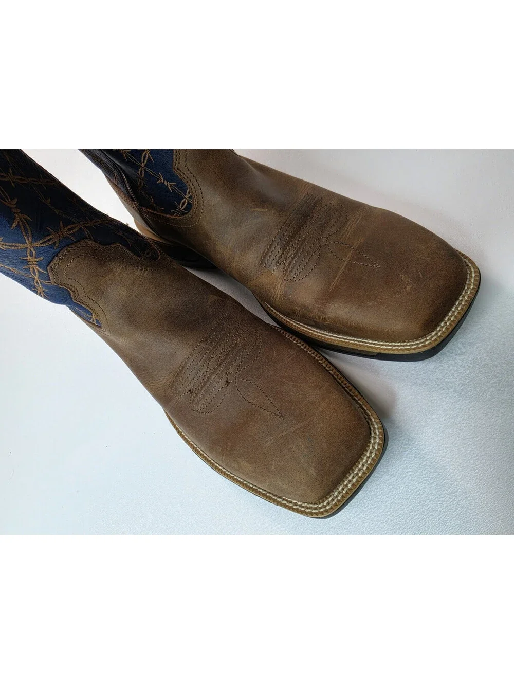 Twisted X 11' Tech X Saddle True Blue Brown Leather Zipper Boots Mens Size 12D